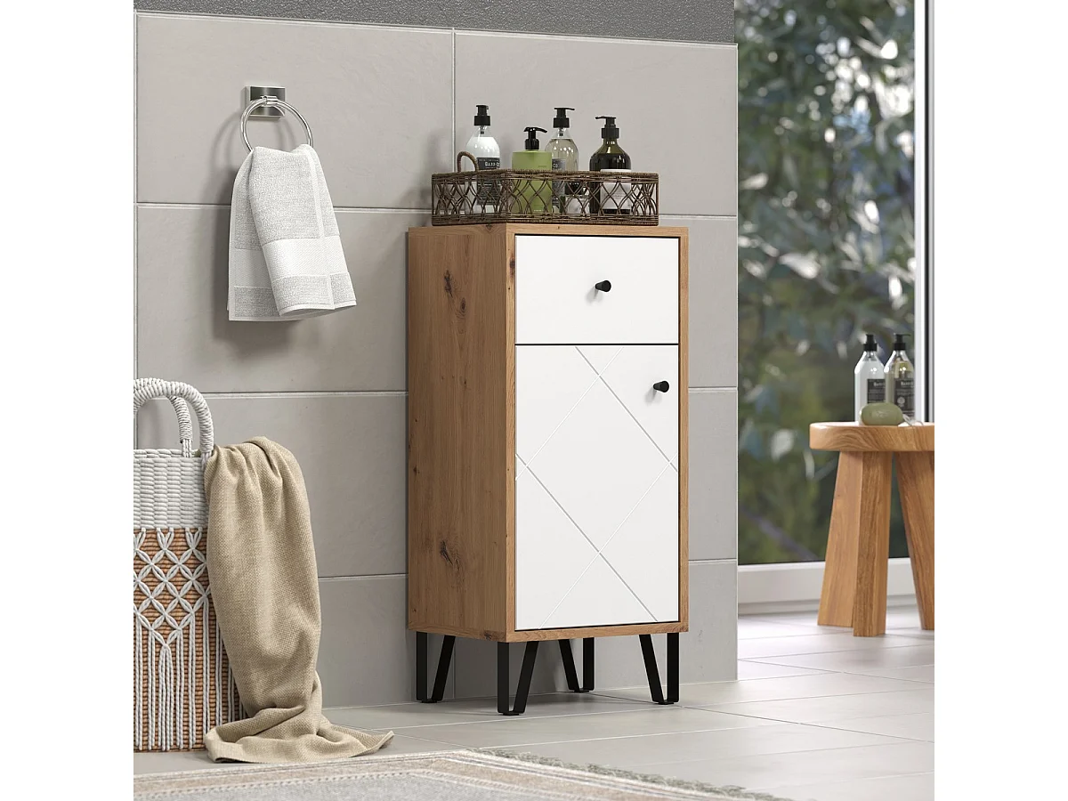 Meuble de Salle de Bain Touch, Blanc, 36x29x79 cm, Seven Design