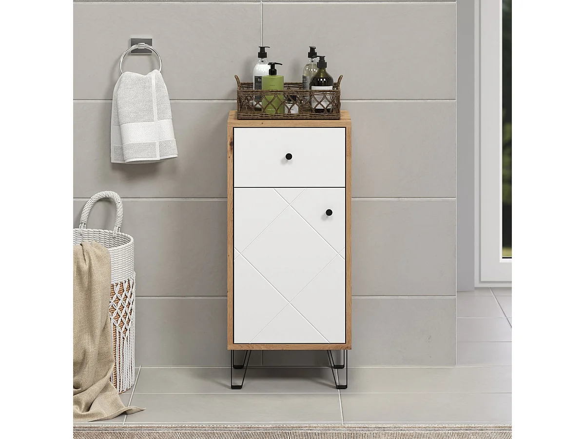 Meuble de Salle de Bain Touch, Blanc, 36x29x79 cm, Seven Design