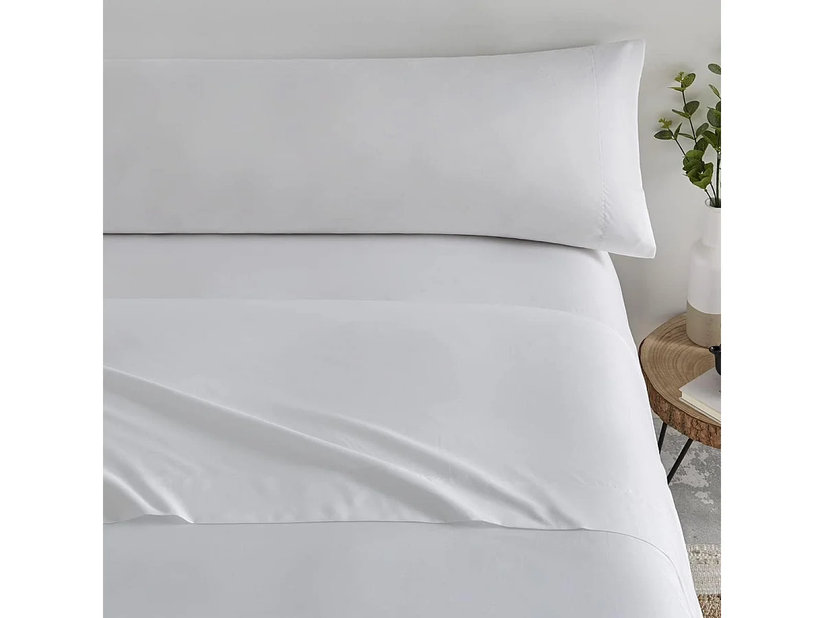 Juego de Sábanas Blancas 3 Piezas Cama 135cm Tacto Extrasuave Descansin