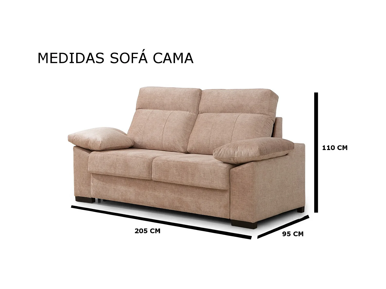 Sofa Cama 3 plazas con Colchón 140x190 | Sistema apertura italiana | Color tapizado Mostaza