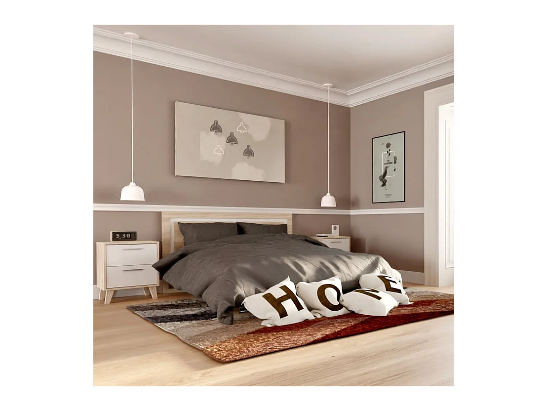 Cabecero Cama 150 en Roble y Blanco (Largo 155 cm/Alto 60 cm/Grosor 3 cm) - Buyqualia