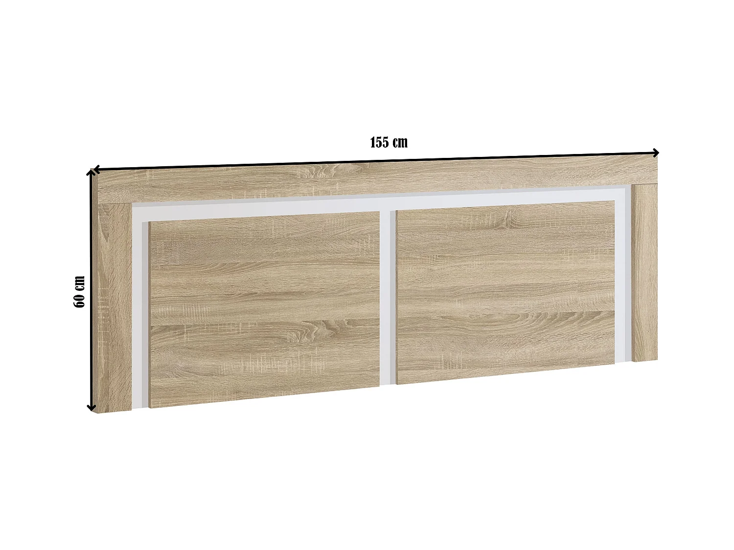 Cabecero Cama 150 en Roble y Blanco (Largo 155 cm/Alto 60 cm/Grosor 3 cm) - Buyqualia