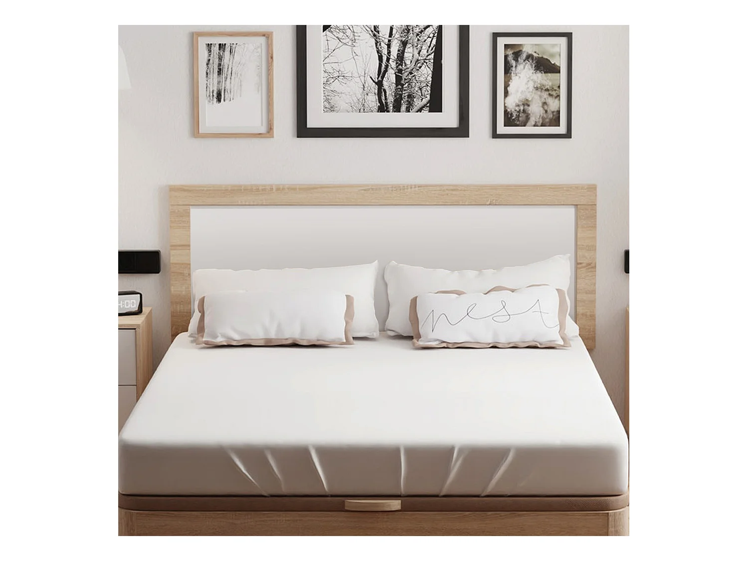 Cabecero para Camas de 135 y 150 cm en Color Cambrian-Blanco (Largo 155 / Alto 60 / grossor 3 cm) - Buyqualia