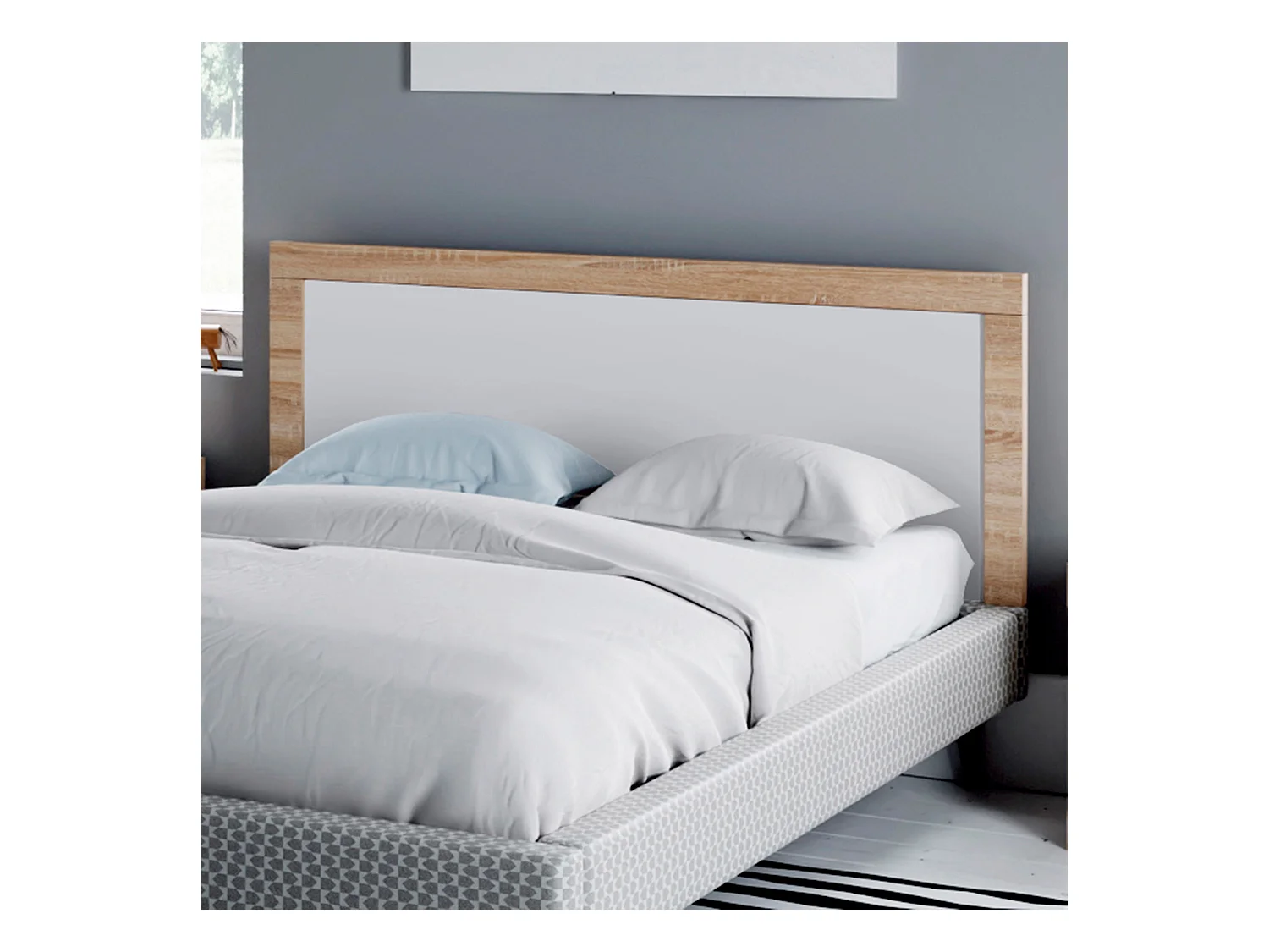 Cabecero para Camas de 135 y 150 cm en Color Cambrian-Blanco (Largo 155 / Alto 60 / grossor 3 cm) - Buyqualia