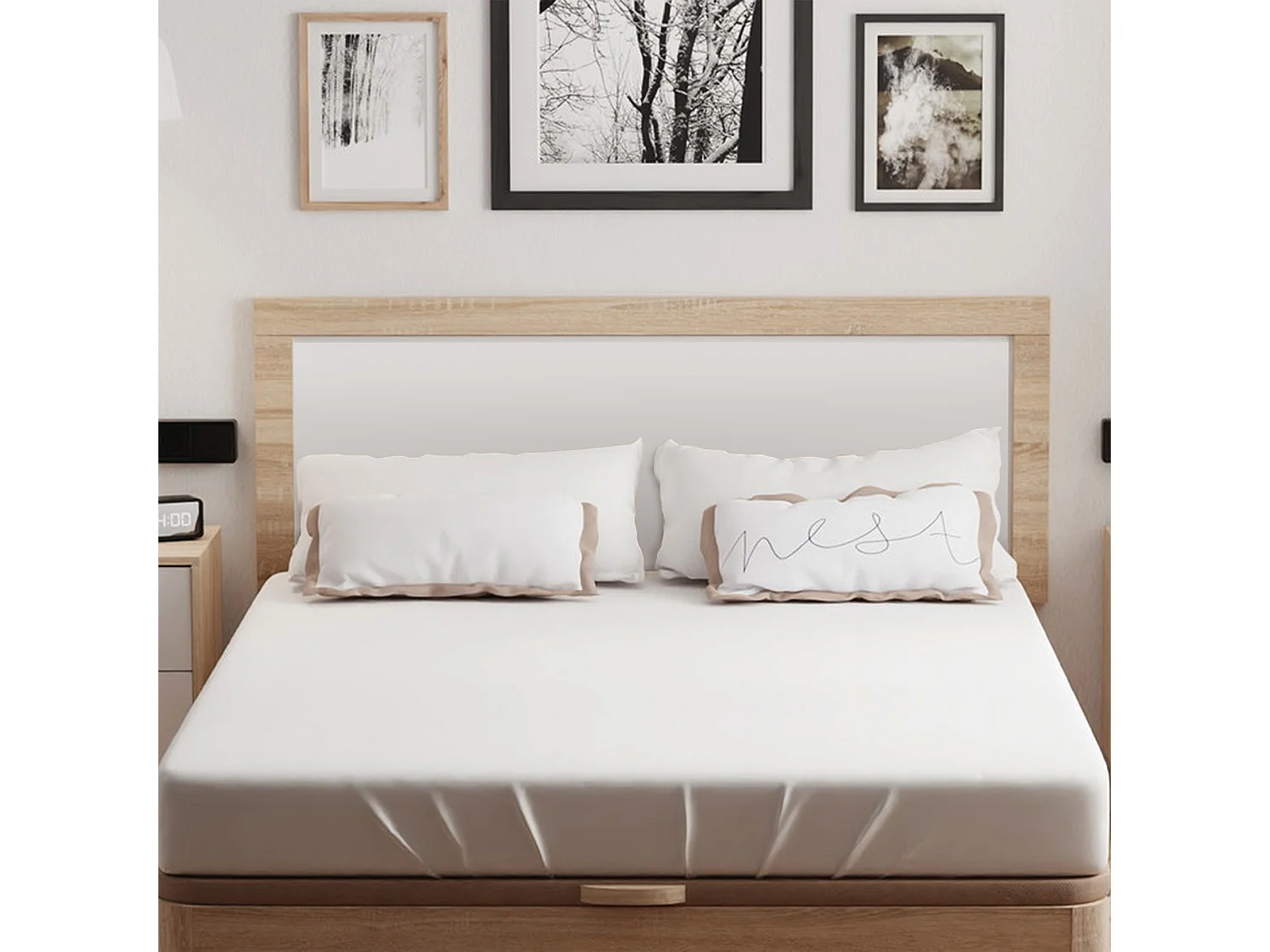 Cabecero para Camas de 135 y 150 cm en Color Cambrian-Blanco (Largo 155 / Alto 60 / grossor 3 cm) - Buyqualia