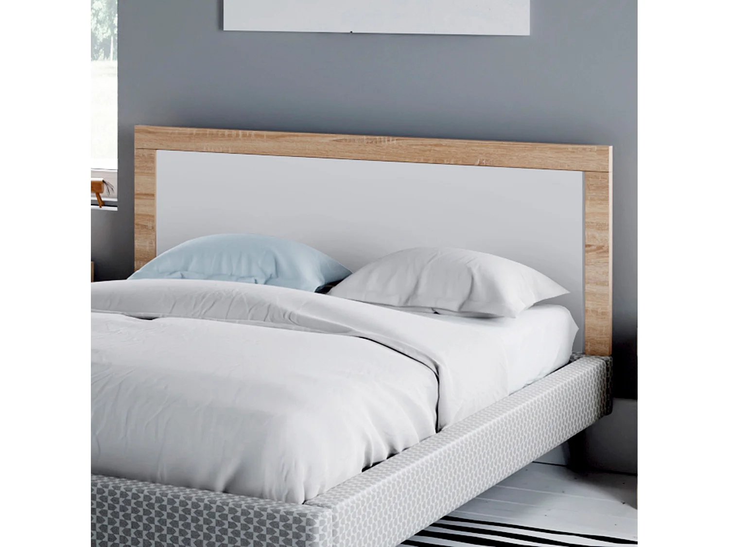 Cabecero para Camas de 135 y 150 cm en Color Cambrian-Blanco (Largo 155 / Alto 60 / grossor 3 cm) - Buyqualia