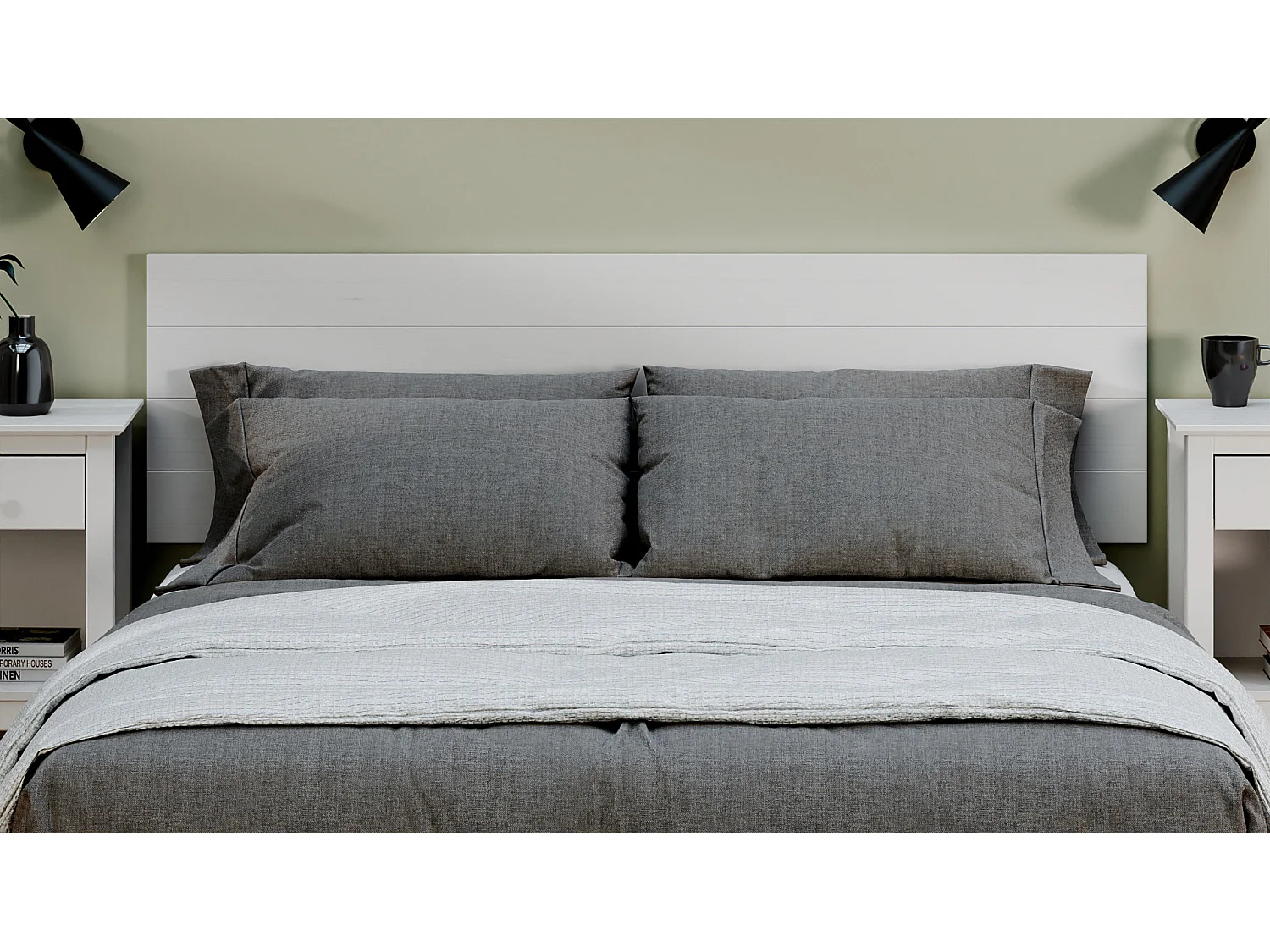 Cabecero Cama Madera Maciza Pino Pintada (155 X 45, Blanco) - Buyqualia