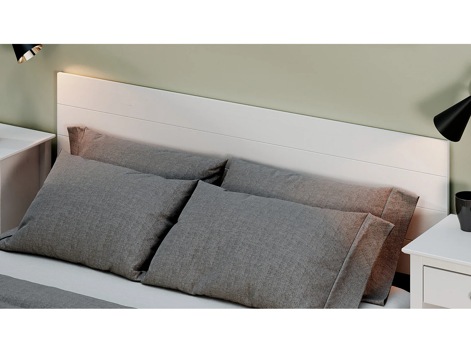 Cabecero Cama Madera Maciza Pino Pintada (155 X 45, Blanco) - Buyqualia