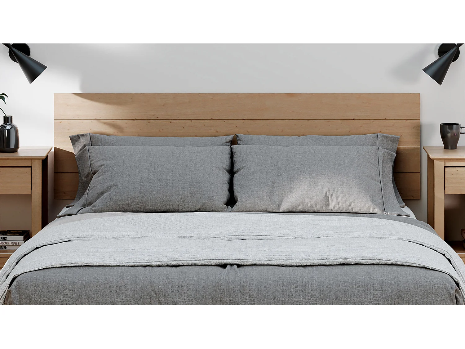 Cabecero Cama Madera Maciza Pino Pintada (155 X 45, Miel) - Buyqualia