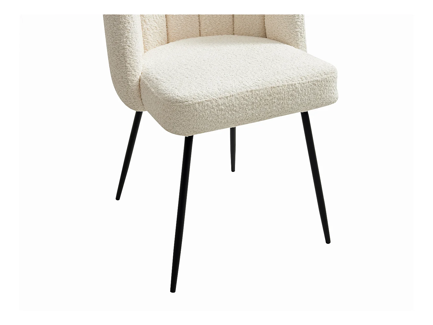 Lot de 6 chaises en tissu bouclette et métal noir - Crème - ALTINAM de Pascal MORABITO