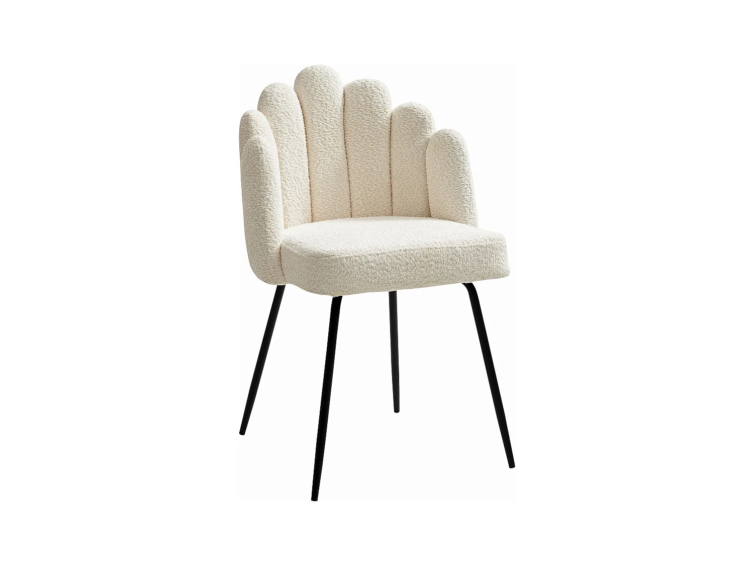 Conjunto de 6 sillas de tela rizada y metal negro - Crema - ALTINAM de Pascal MORABITO