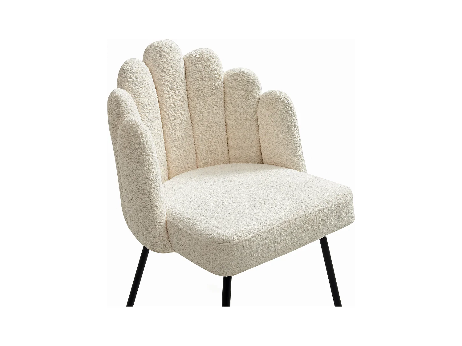 Conjunto de 6 sillas de tela rizada y metal negro - Crema - ALTINAM de Pascal MORABITO