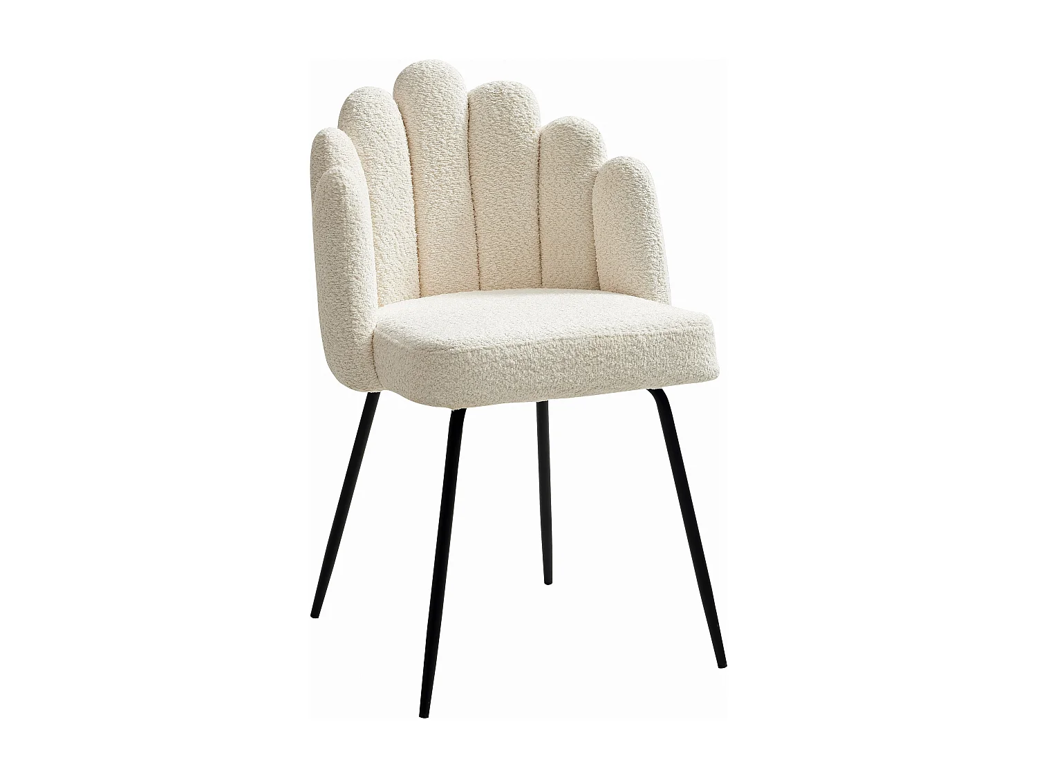 Stuhl 6er-Set - Bouclé-Stoff & schwarzes Metall - Cremefarben - ALTINAM von Pascal MORABITO