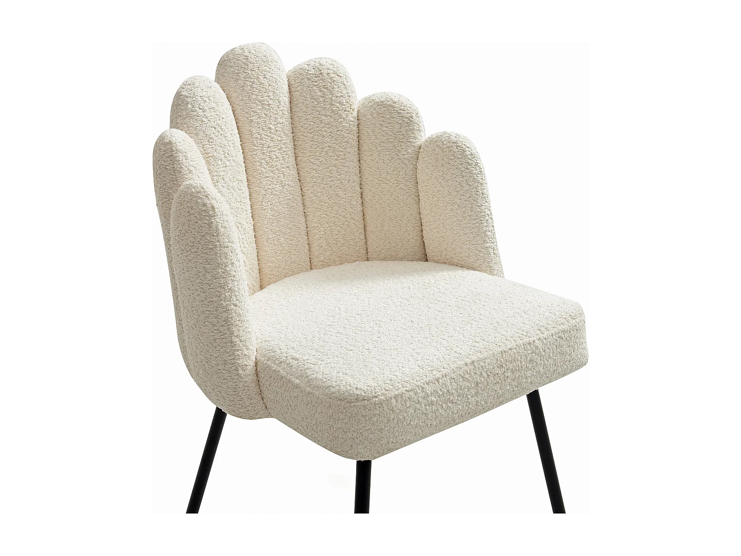 Stuhl 6er-Set - Bouclé-Stoff & schwarzes Metall - Cremefarben - ALTINAM von Pascal MORABITO