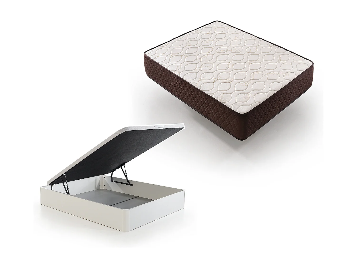 Pack Colchón Descansin + Canapé Abatible 160 x 190 | Color Blanco | Maxima Comodidad | Gran Almacenaje