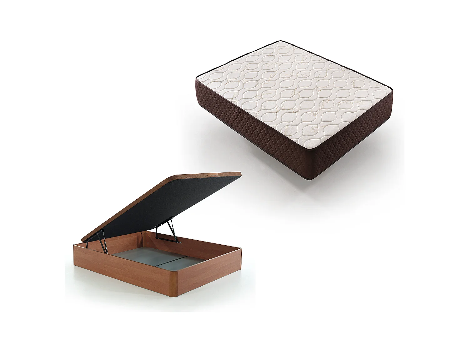 Pack Colchon Descansin + Canape Abatible 180 x 200 | Color Cerezo | Maxima Comodidad | Gran Almacenaje