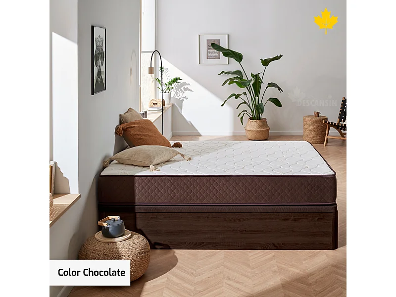 Pack Colchón Descansin + Canapé Abatible 150 x 200 | Color Chocolate | Maxima Comodidad | Gran Almacenaje