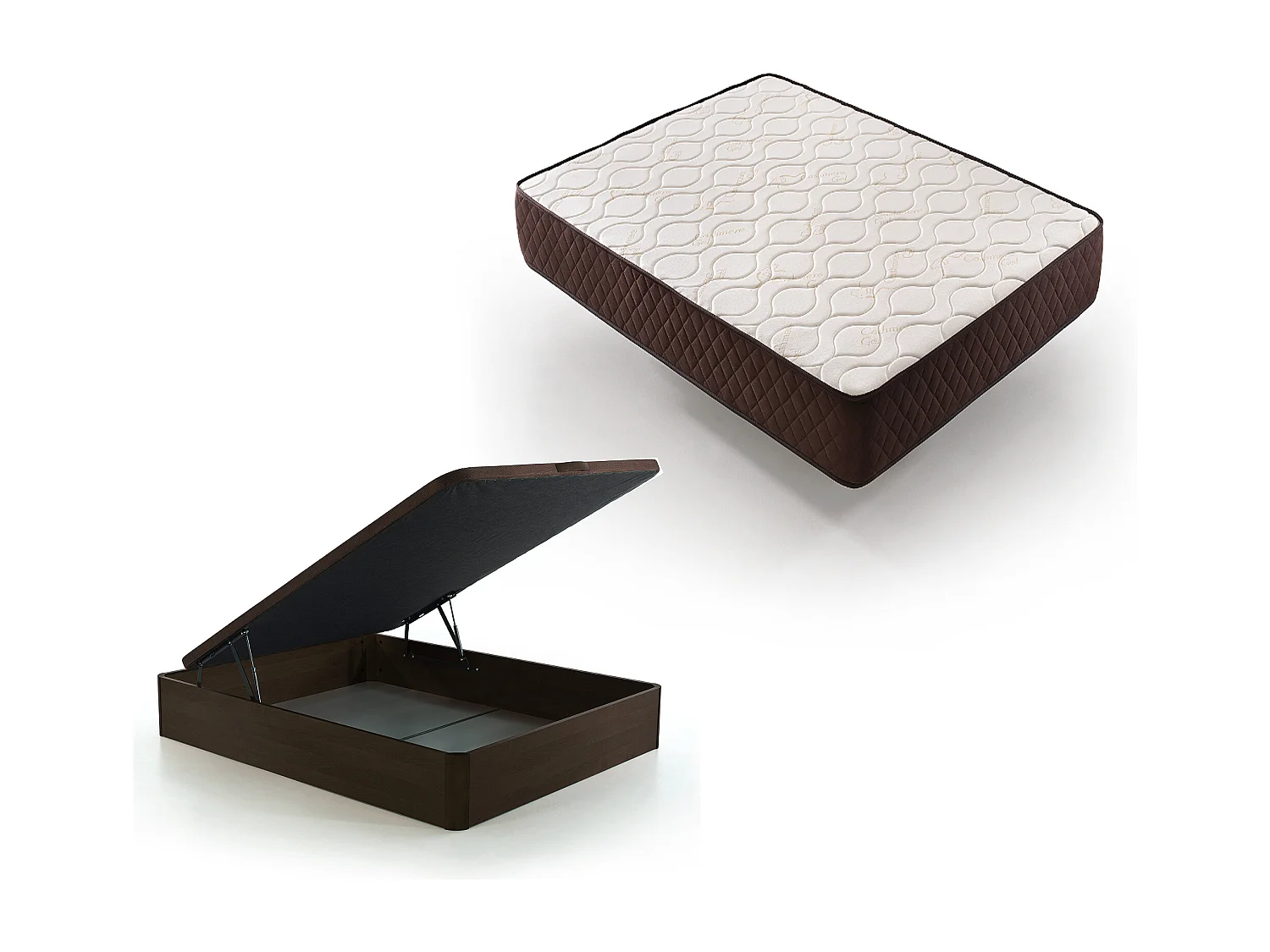 Pack Colchon Descansin + Canape Abatible 180 x 200 | Color Chocolate | Maxima Comodidad | Gran Almacenaje
