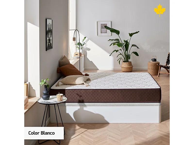 Pack Colchón Descansin + Canapé Abatible 180 x 200 | Color Blanco | Maxima Comodidad | Gran Almacenaje