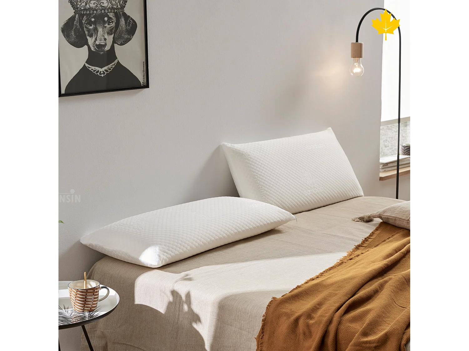 Pack Colchão e Almofada Viscoelástica e Cama de cama Descansin | 140x200 |  22 cm de altura com 7 zonas de descanso | Efeito nuvem | Silencioso