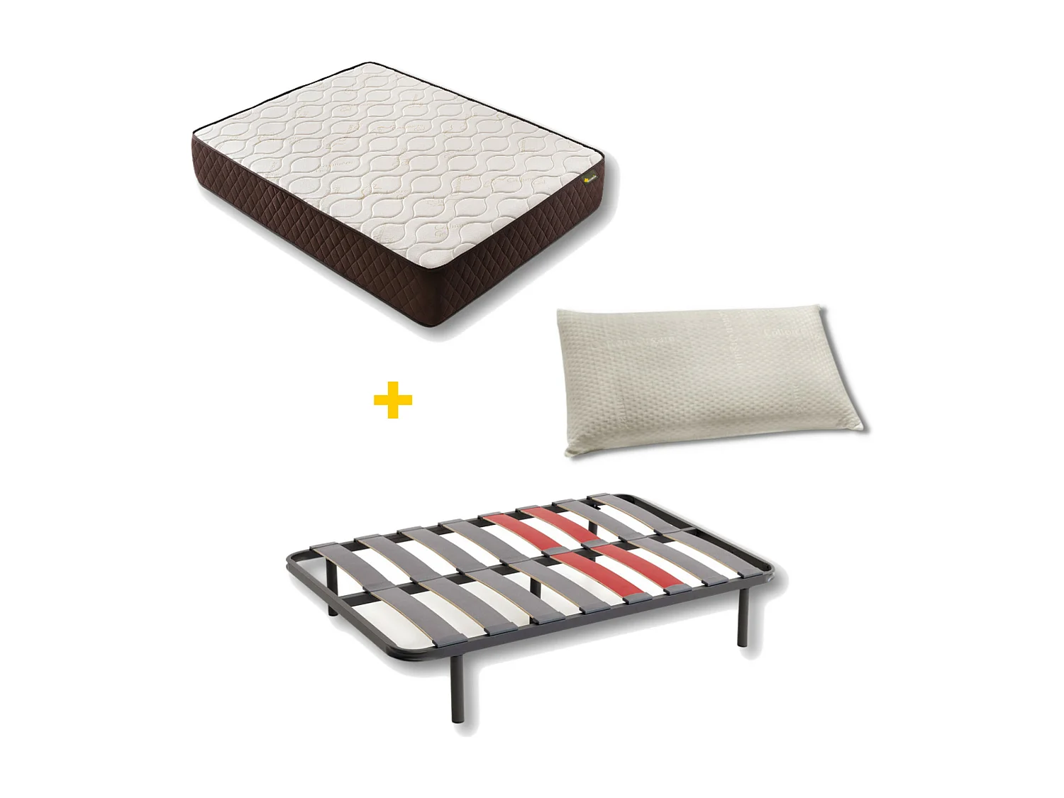 Pack Colchão e Almofada Viscoelástica e Cama de cama Descansin | 190 x 200 |  22 cm de altura com 7 zonas de descanso | Efeito nuvem | Silencioso