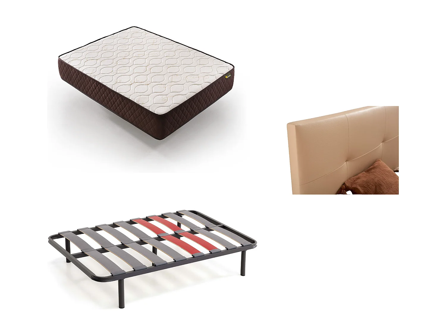 Pack Colchão + Cabeceira Estofada + Sommier 135x190 | Bege