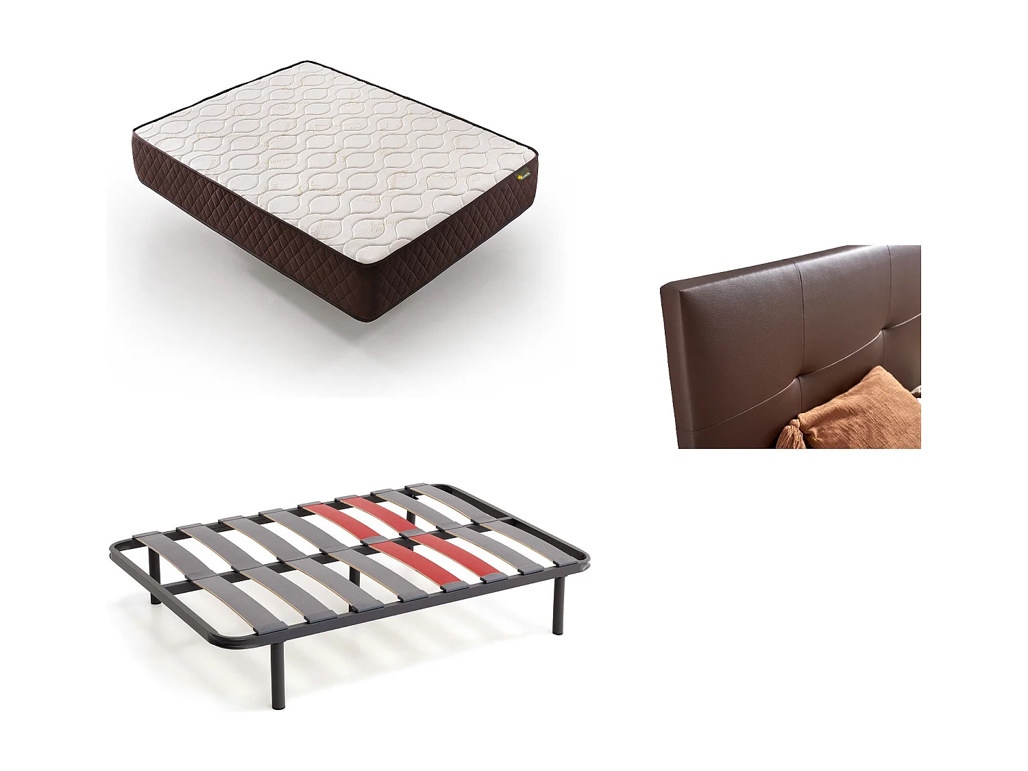 Pack Colchão + Cabeceira Estofada + Sommier 135x200 | Wengue