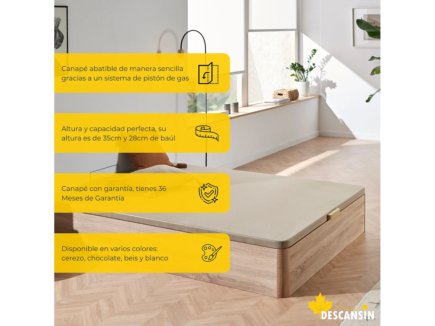 Canapé Abatible 150x190 cm | Color Chocolate | Con Subida A Domicilio | Reforzado | Gran Almacenaje | Descansin