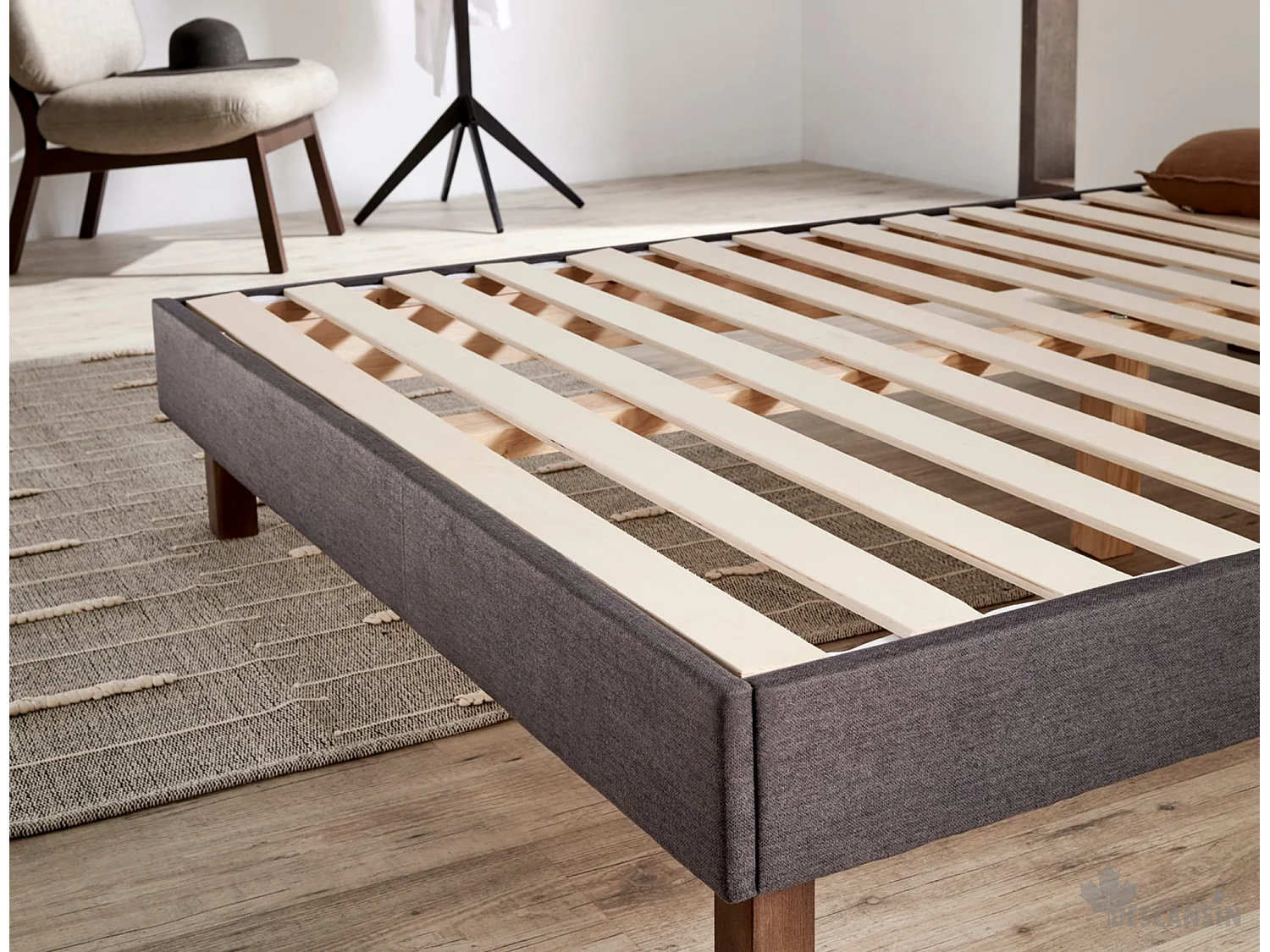 Cama estofada DESCANSIN 90x190 Cinza, Máximo Conforto