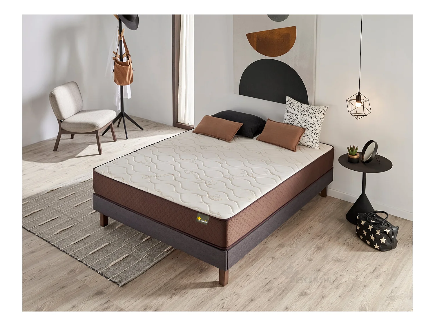 Base Tapizada Gris Con Patas | Medidas 90 x 190 | Base francesa Descansin | Lujo a tu Alcance