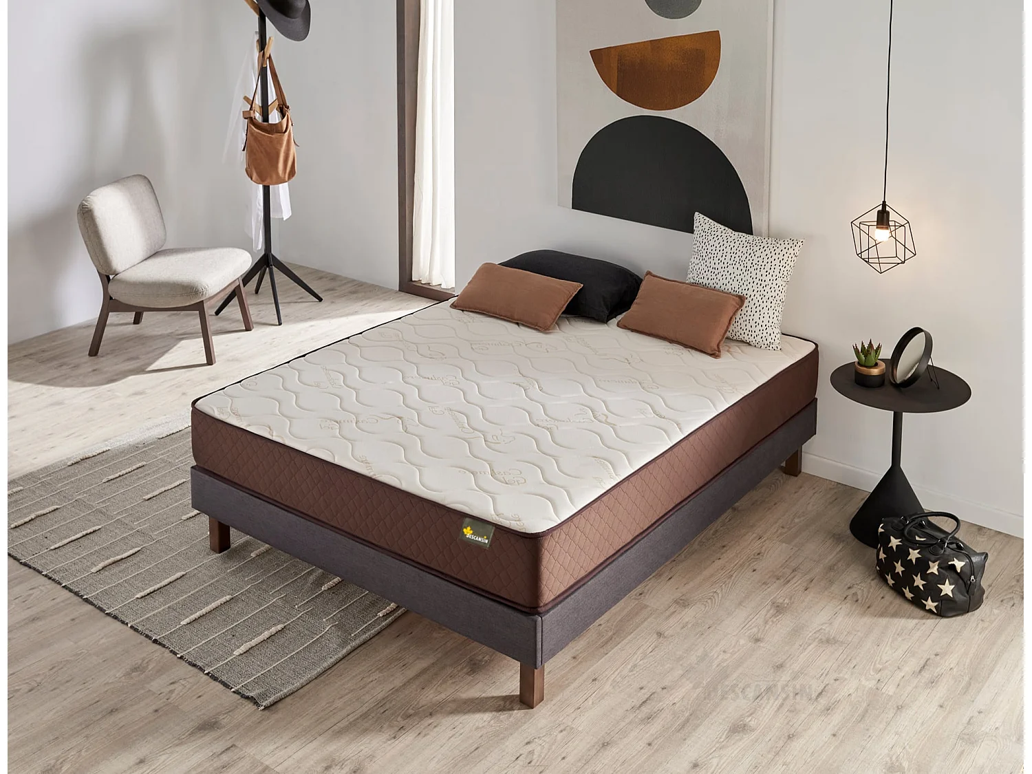 Cama estofada DESCANSIN 90x200 Cinza, Máximo Conforto