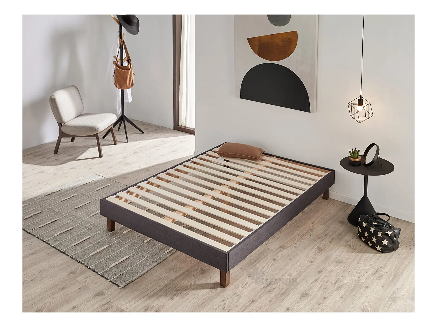Lit rembourré en tissu | 135 x 190 | Gris | Confort maximal | Le luxe à portée de main