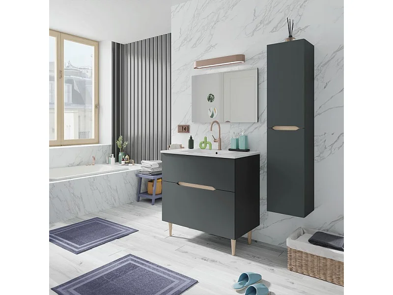 Mueble de baño Opera 80 Antracita - Roble