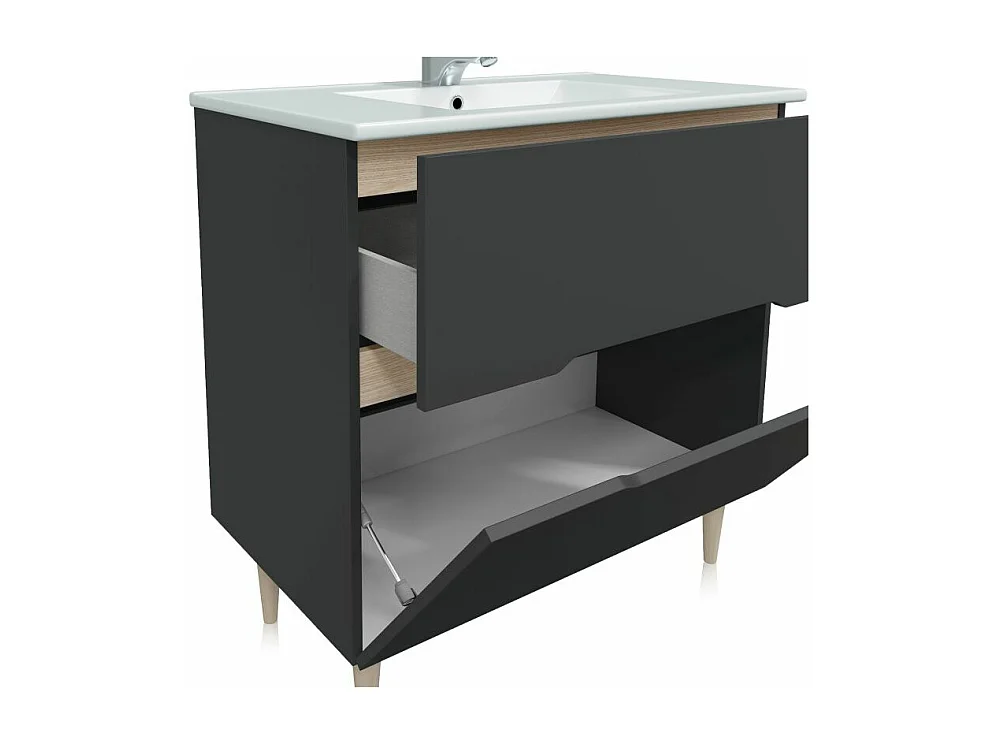 Mueble de baño Opera 80 Antracita - Roble