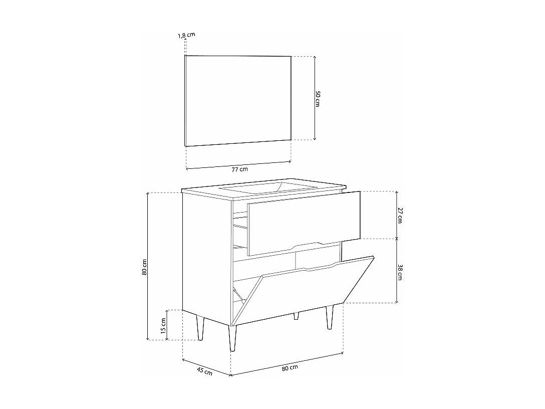 Mueble de baño Opera 80 Antracita - Roble