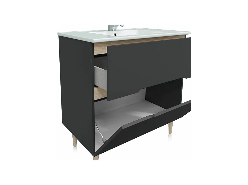 Mueble de baño Opera 80 Antracita - Roble