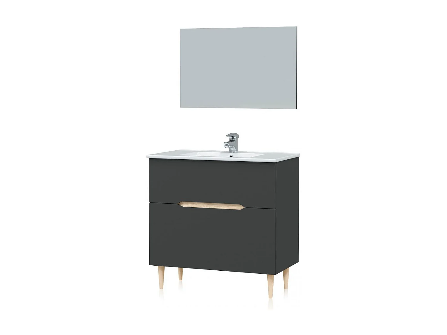 Mueble de baño Opera 80 Antracita - Roble
