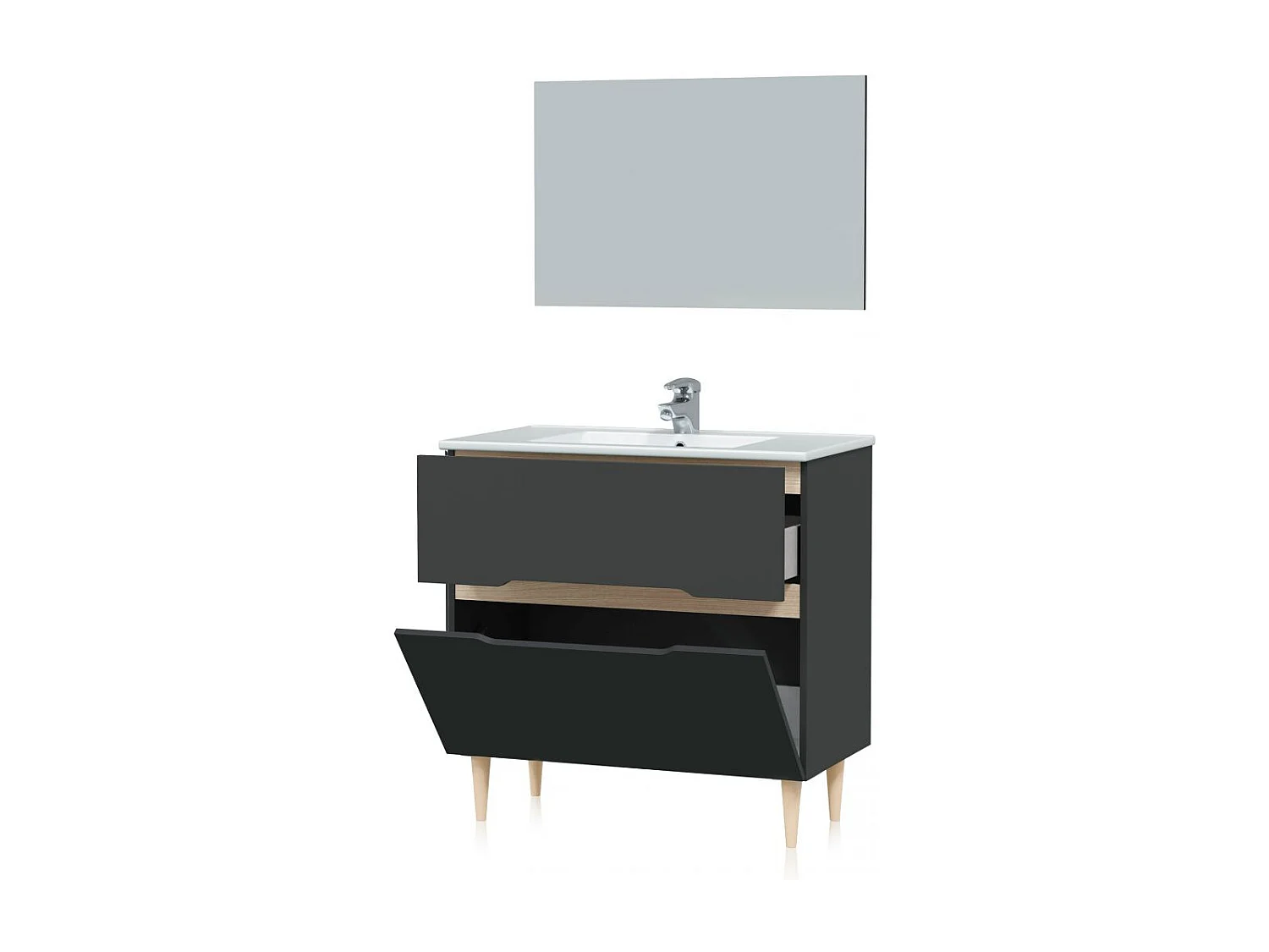 Mueble de baño Opera 80 Antracita - Roble