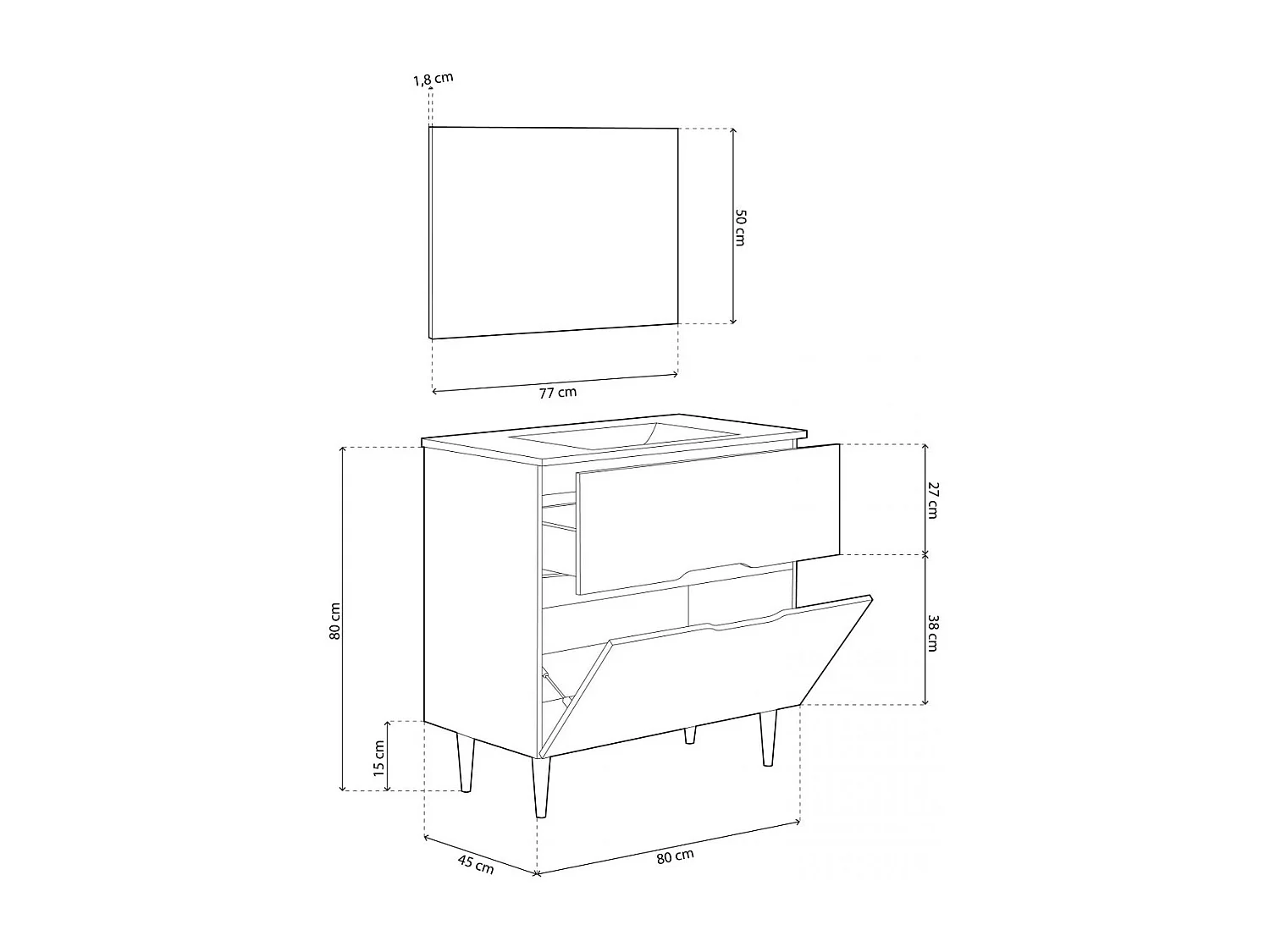 Mueble de baño Opera 80 Antracita - Roble