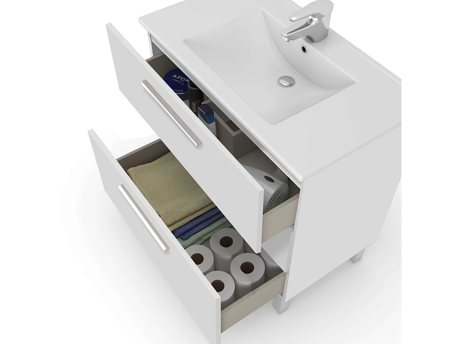 Mueble Baño Taria Contemporáneo Blanco Brillo con Espejo 80x86x45 cm