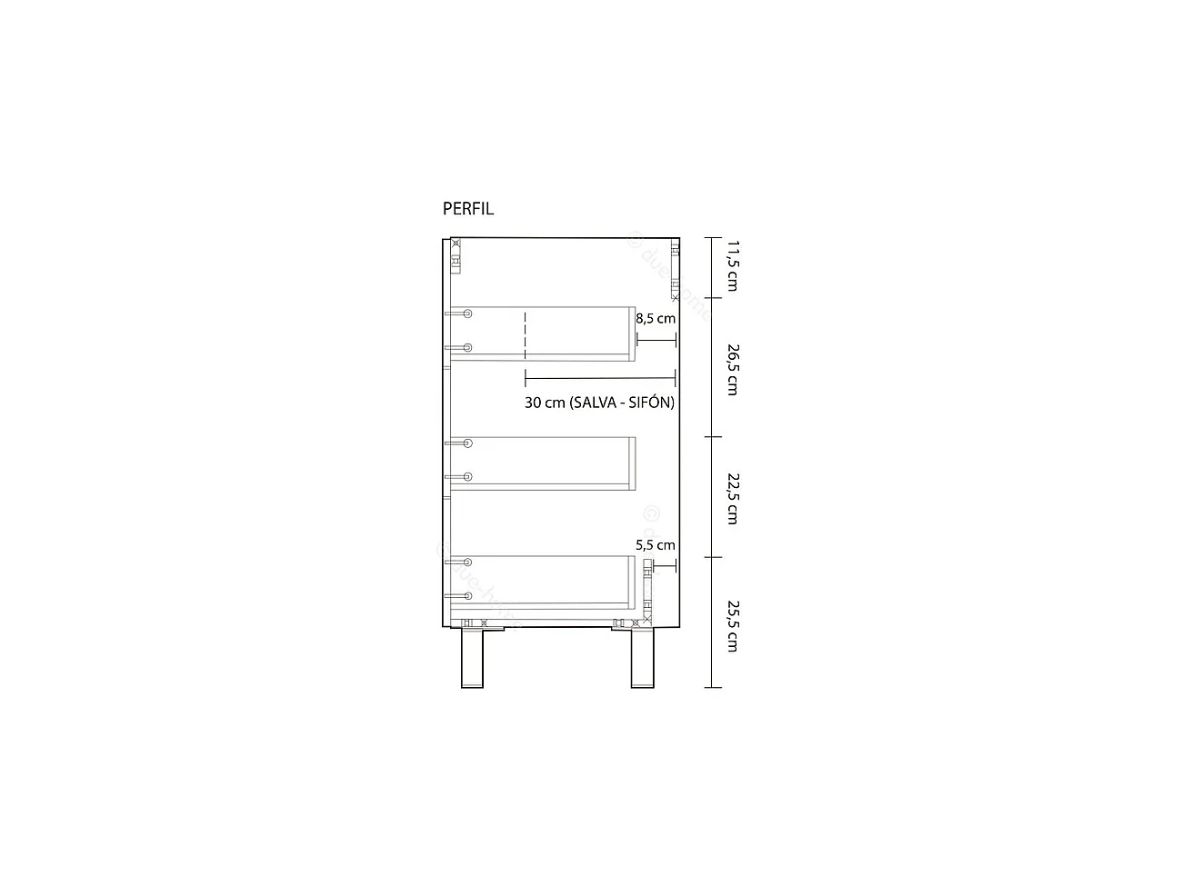 Mueble de baño blanco Athena 3 cajones + espejo Blanco brillo