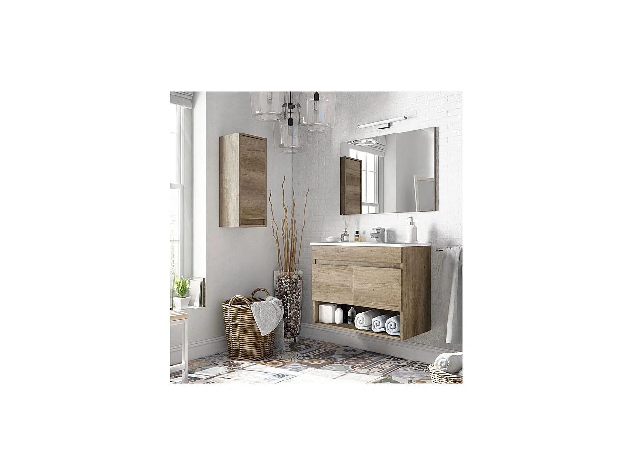 Mueble de baño con espejo Cotton 2 puertas Nordik