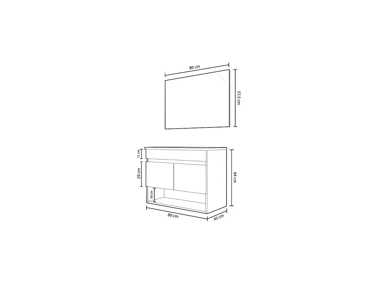 Mueble de baño con espejo Cotton 2 puertas Nordik