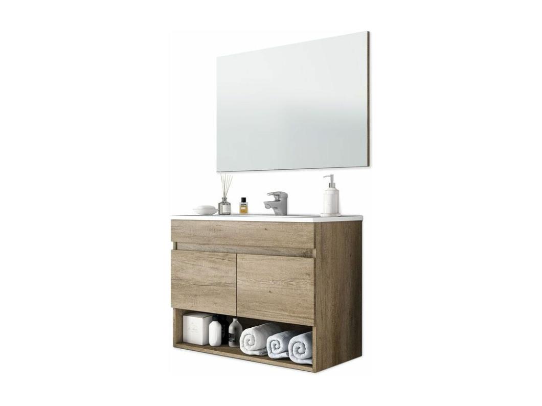 Móvel de Casa de Banho com Espelho Cotton 2 Portas Nordik