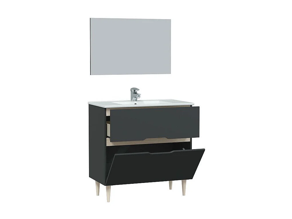 Móveis de casa de banho Lotto 80 Antracita - Roble