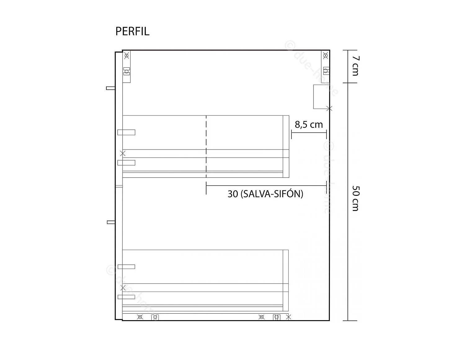 Móvel de casa de banho Aruba 2 gavetas + espelho