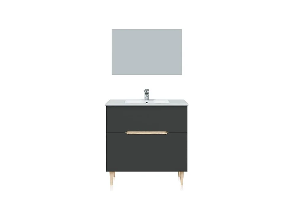 Pack de baño con lavabo Opera 80 Antracita - Roble