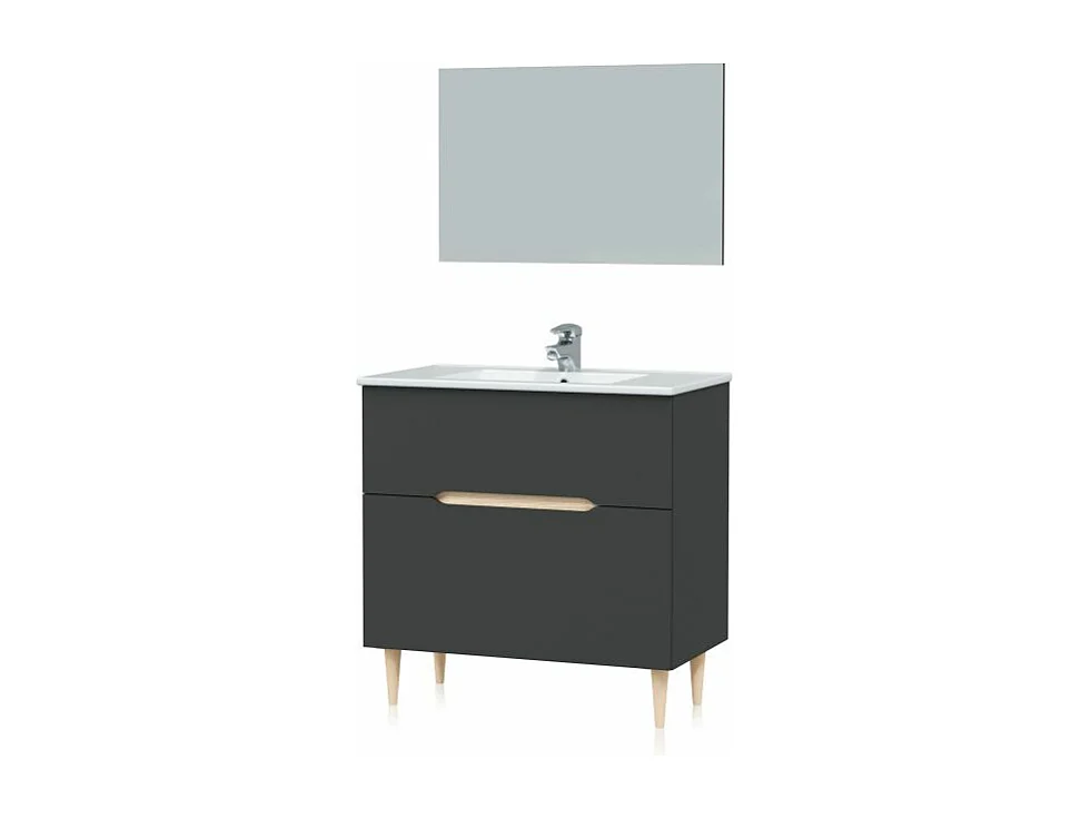 Pack de baño con lavabo Opera 80 Antracita - Roble