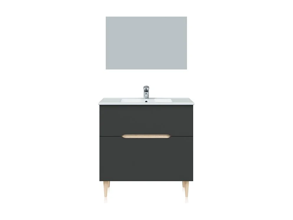 Pack de baño con lavabo Opera 80 Antracita - Roble