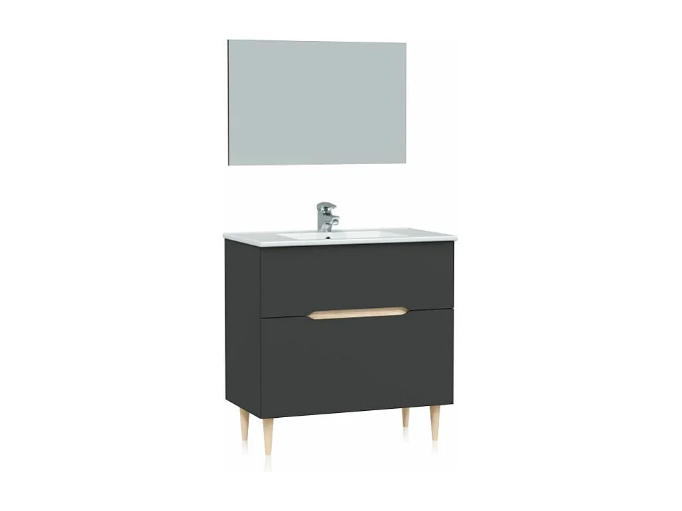 Pack de baño con lavabo Opera 80 Antracita - Roble